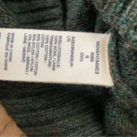 Men’s wool rich vintage wool Green Sweater with Elbow Patches - Picture 3 of 8